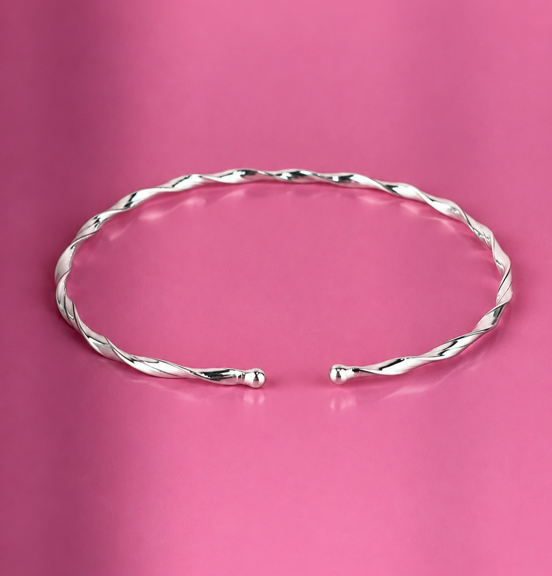 Bracelete de prata 925 torcido aberto 1,9G 6MM