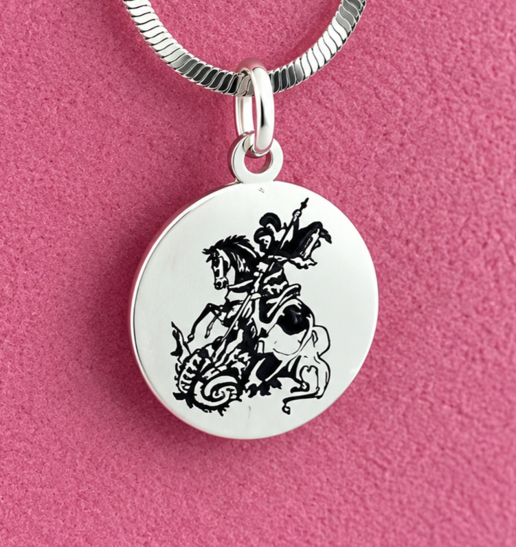 Pingente de Prata 925 chap São Jorge