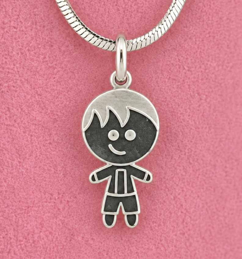 Pingente de Prata 925 menino laser