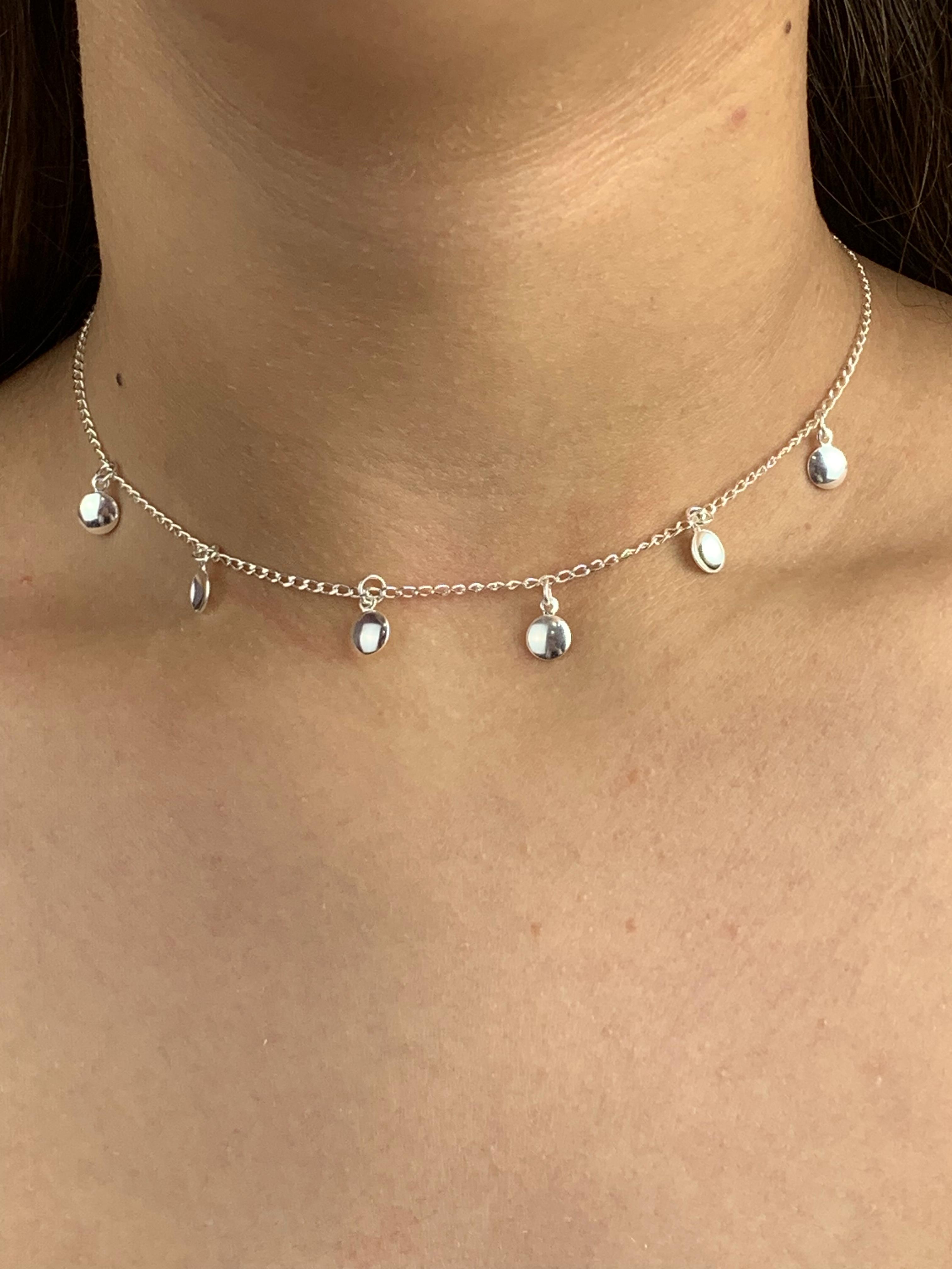 Choker de Prata 925 circulo abaulado pend 2,9G