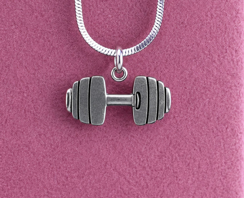 Pingente de Prata 925 halter peso de academia G