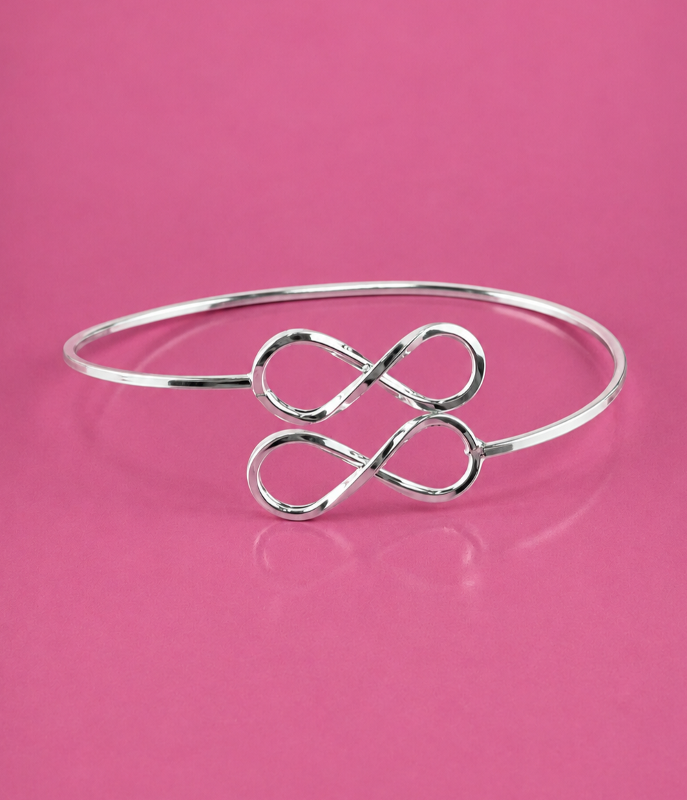 Bracelete de prata 925 regulável dois infinitos 3,5G 6Mm