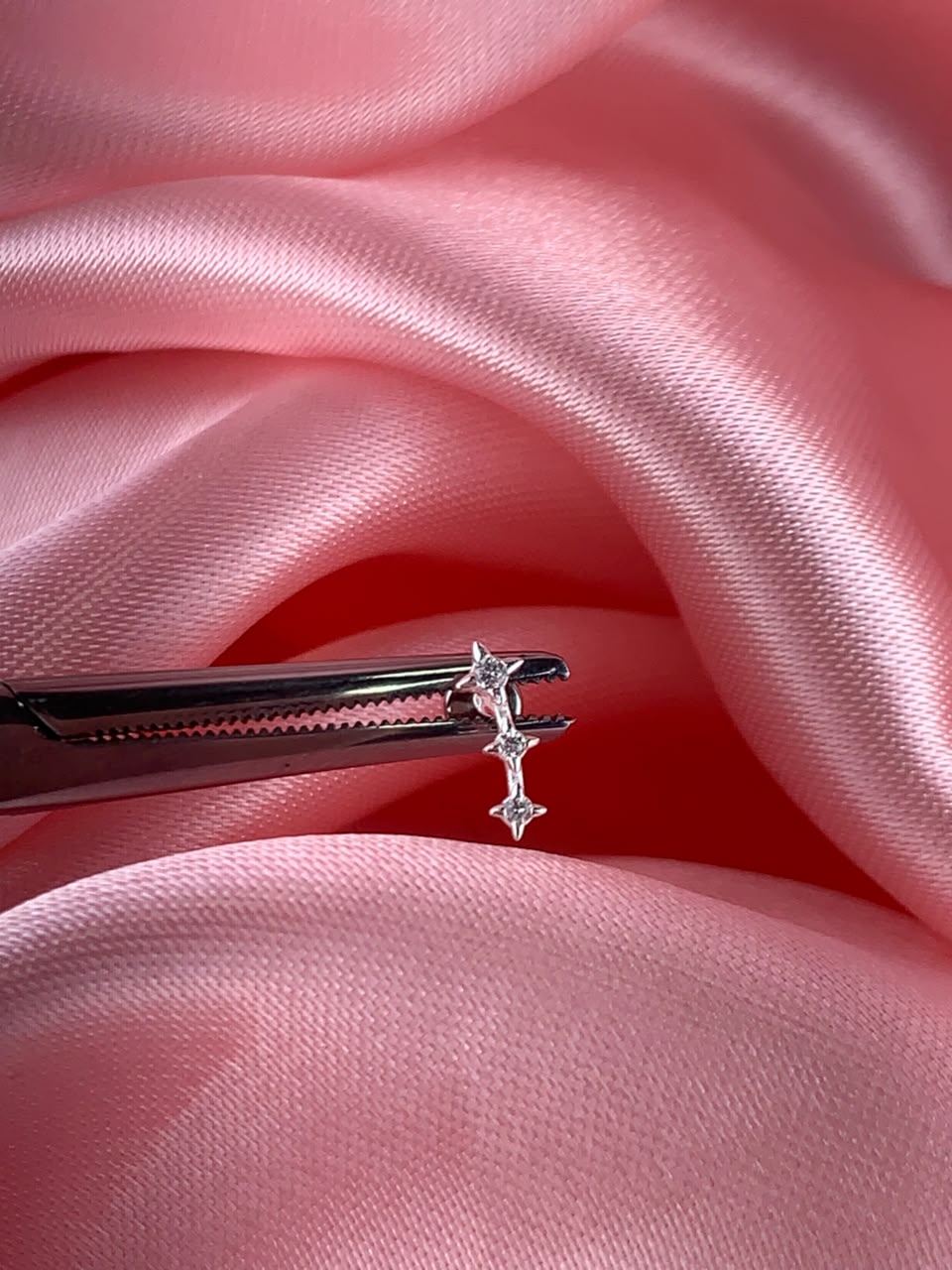Piercings de Prata 925 três marias com zirconia