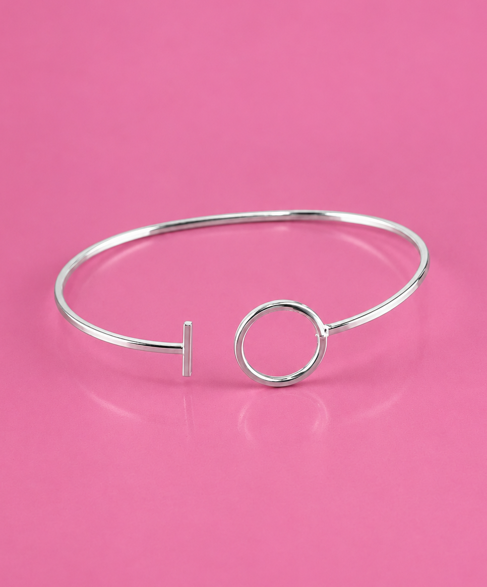 Bracelete de prata 925 circulo palito regulavel 2,8G 6MM