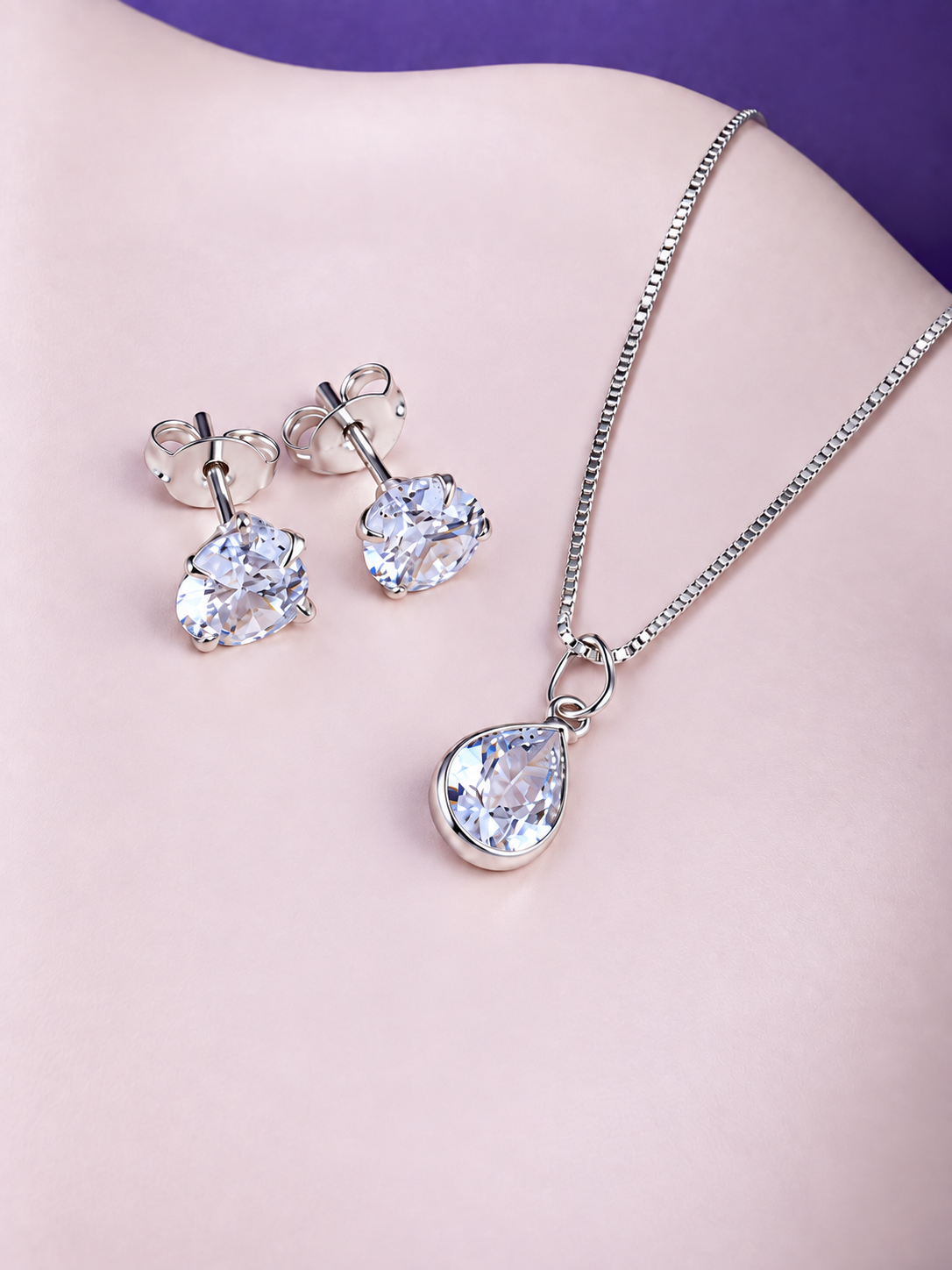Conjunto de Prata 925 gota 6MM - 45cm