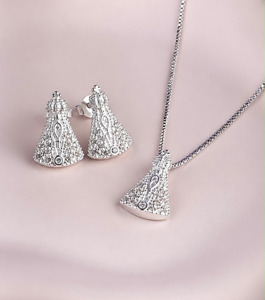 Conjunto de Prata 925 nossa senhora cravejado - 45cm