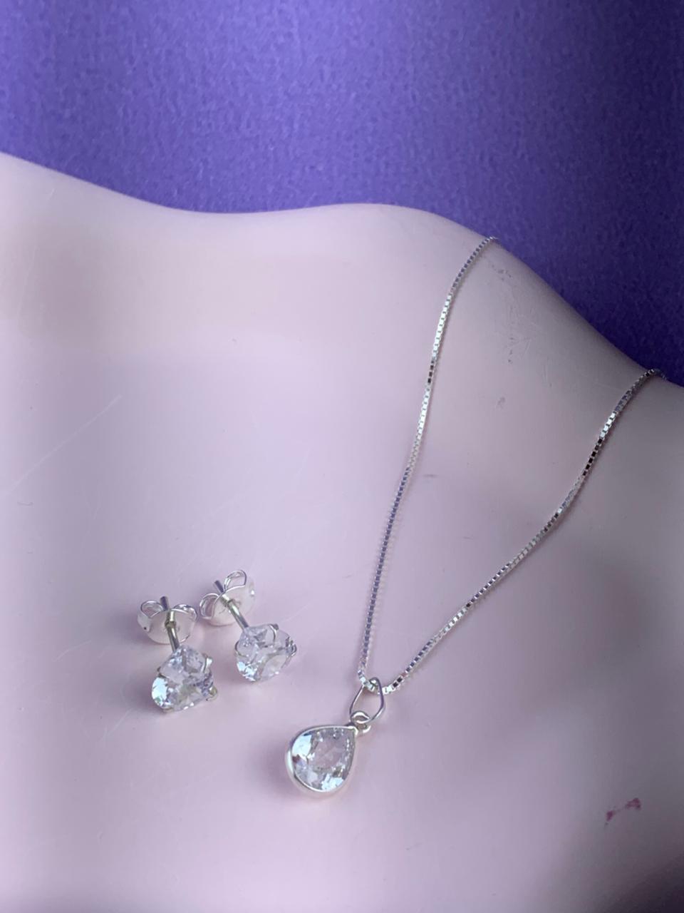 Conjunto de Prata 925 gota 6MM - 45cm
