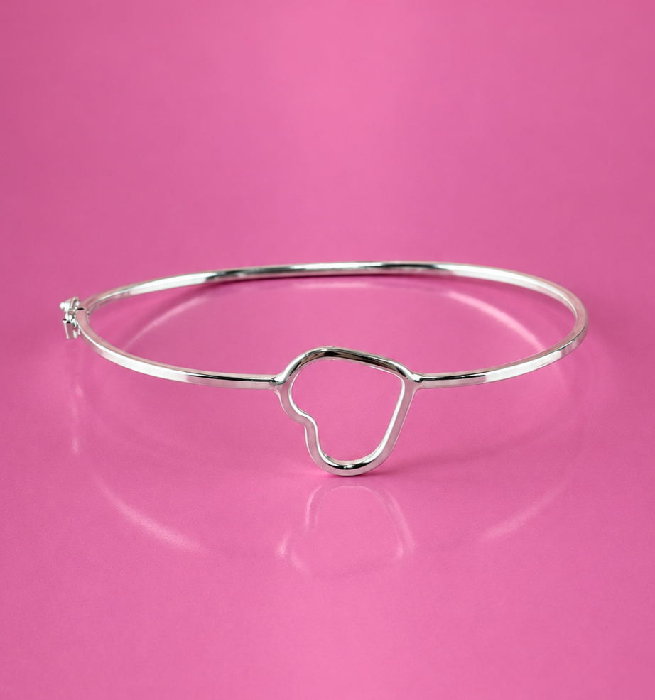 Bracelete de prata 925 coração inclinado 3,1G 6MM